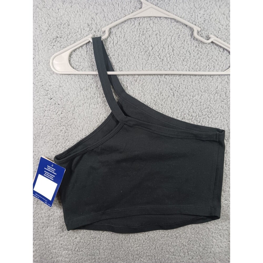 CHAMPION WOMEN'S SIZE MEDIUM BLACK ONE SHOULDER LOGO CROP TOP - Picture 9 of 13